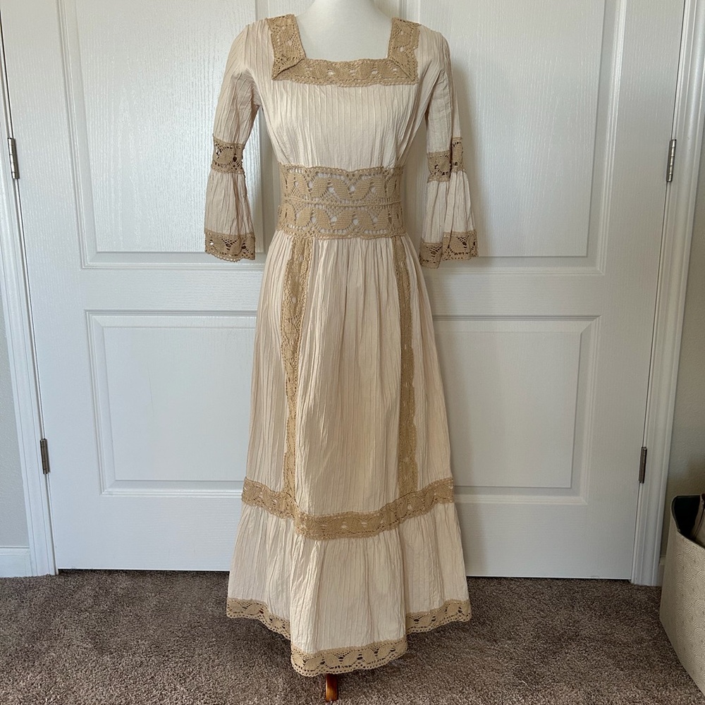 Vintage 60s-70s Mexican “Wedding Dress” Maxi Cotton